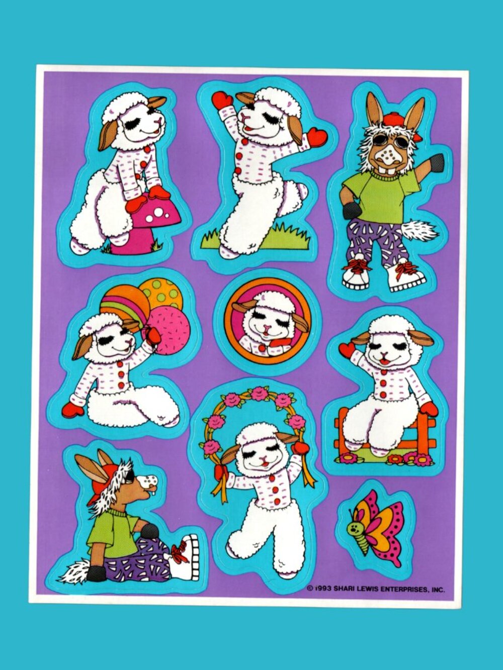 Lambchop Shari Lewis 1993 Sticker Sheet Retro Craft & Collecting